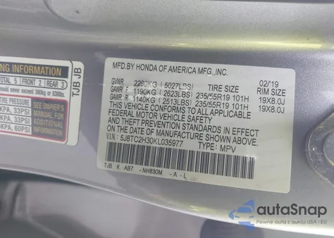 2019 Acura Rdx Standard из США, поврежденный, VIN 5J8TC2H30KL035977